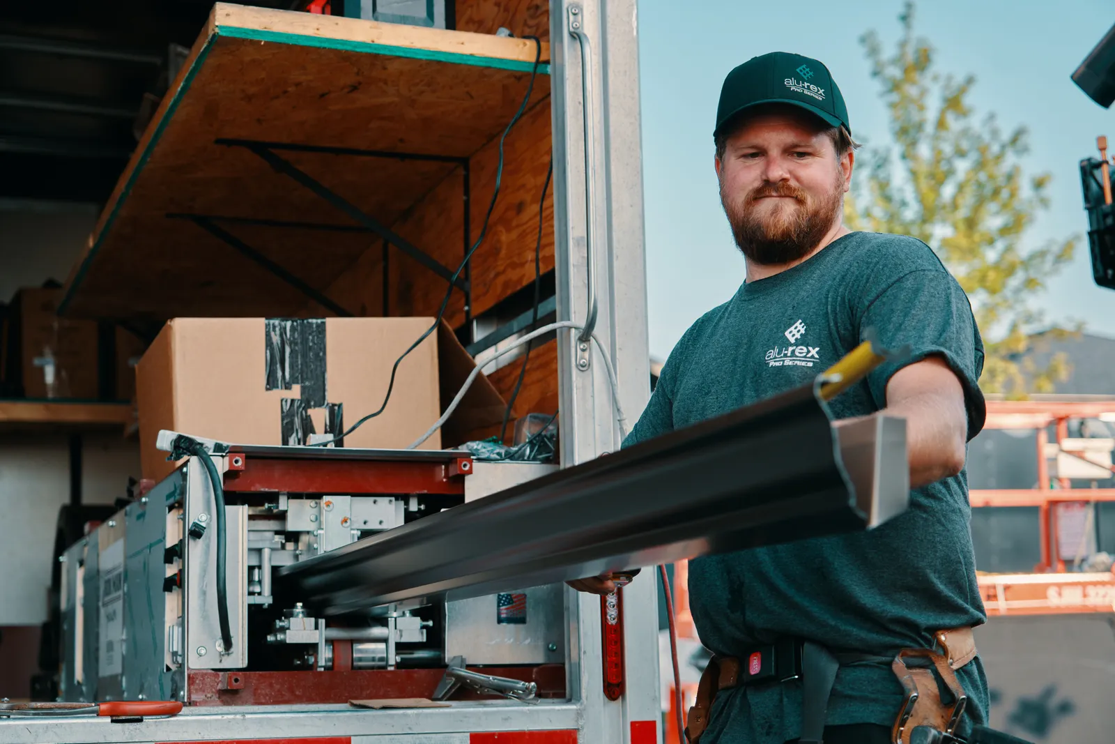 On-site gutter forming and install prep — Island Eavestrough Solutions, Prince Edward Island